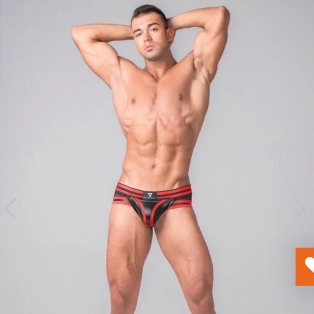 Maskulo Youngero Red/Black Open Rear Briefs. BR110-10-M